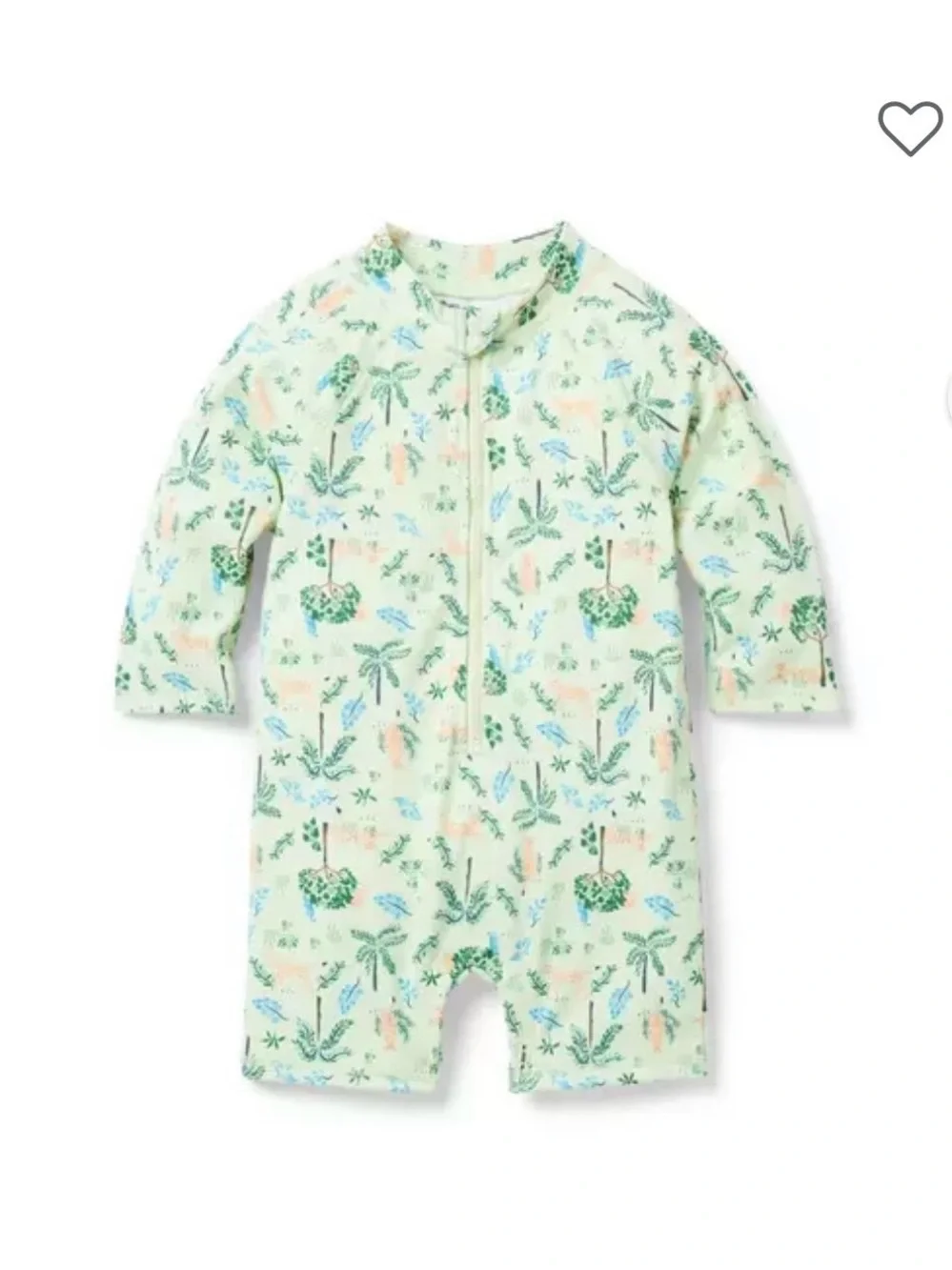 Baby Tropical Print Zip Romper in Light Mint unisex